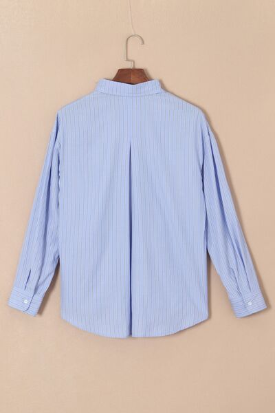 Buy Striped Button Up Long Sleeve Shirt by SYNZ