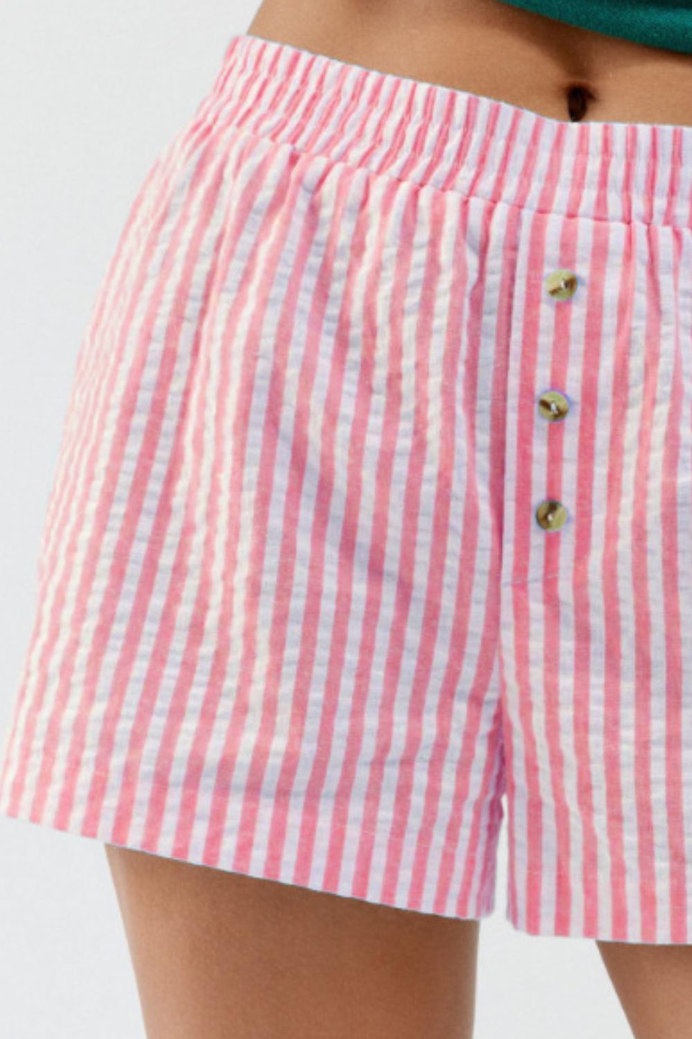 Buy Striped Elastic Waist Shorts by Faz