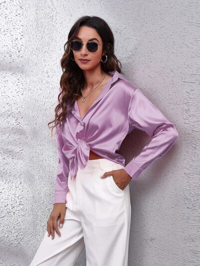 Buy Button Up Collared Neck Long Sleeve Shirt by B&S