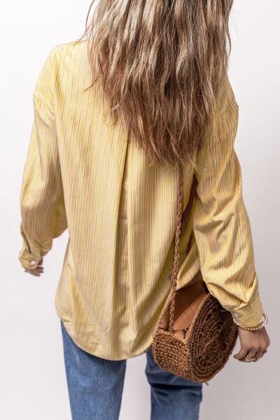 Buy Striped Button Up Long Sleeve Shirt by SYNZ