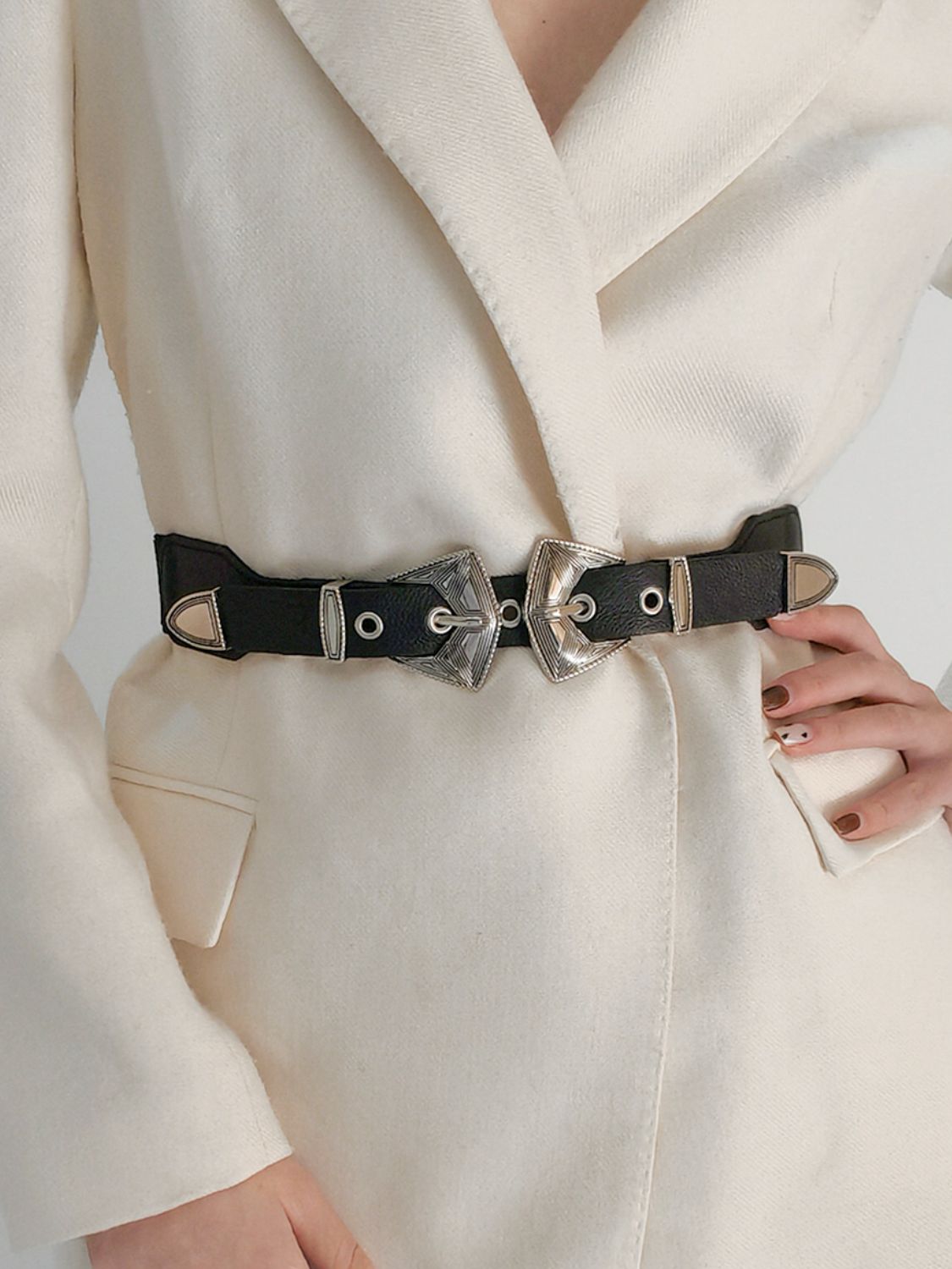 Buy Double Buckle PU Leather Belt by Faz