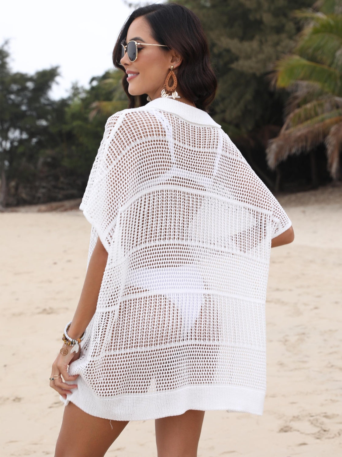 Buy Hollow Out Collared Neck Cover-Up by Faz