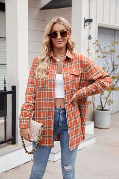 Buy Plaid Button Up Long Sleeve Shirt by Mandy