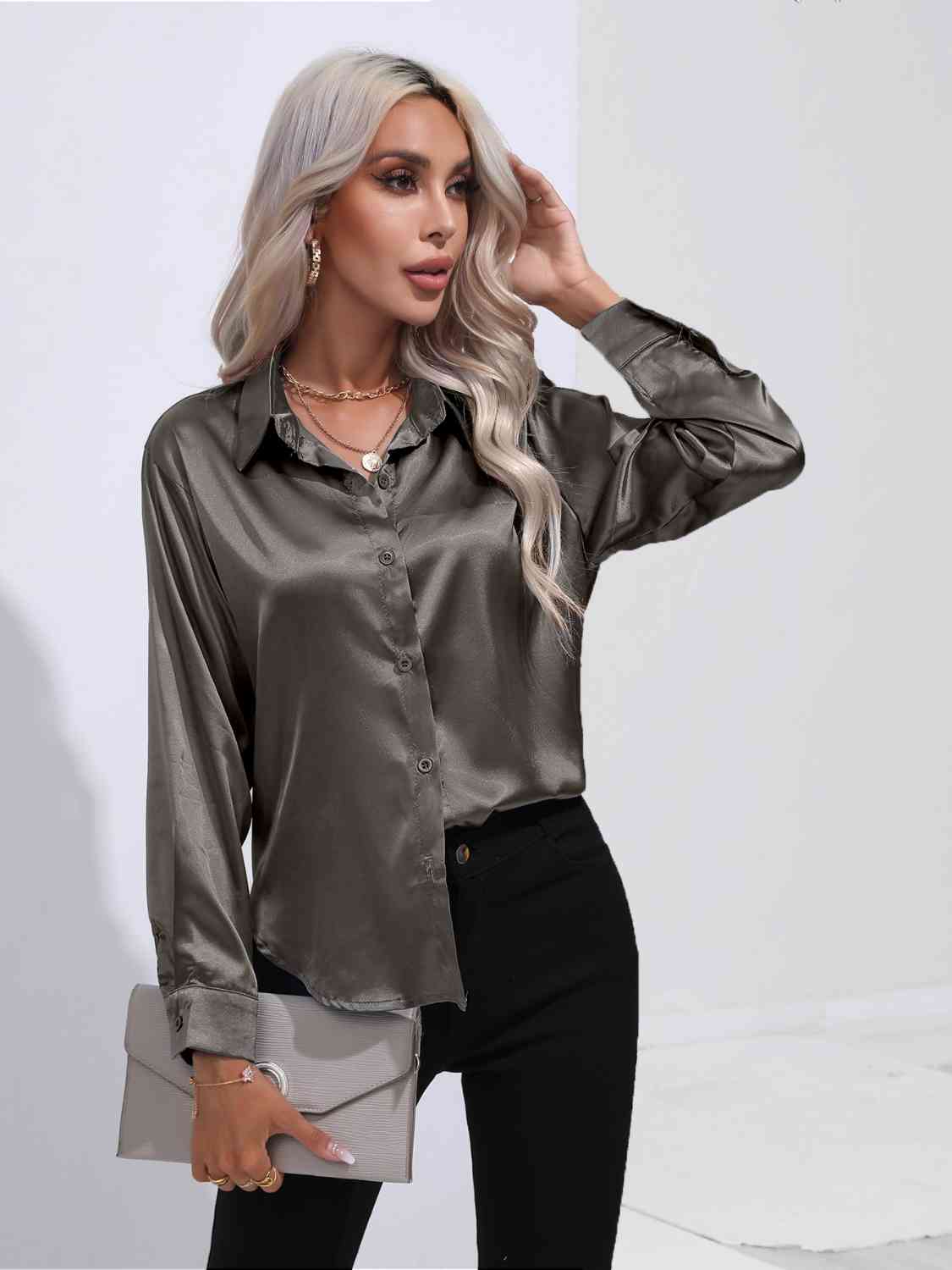 Buy Collared Neck Buttoned Long Sleeve Shirt by B&S