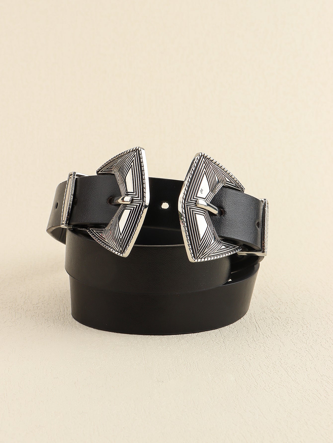 Buy Double Buckle PU Leather Belt by Faz