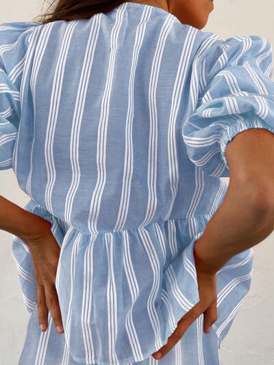 Buy Tied Round Neck Balloon Sleeve Shirt by Sara Rue