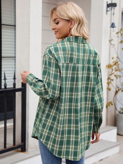 Buy Plaid Button Up Long Sleeve Shirt by Mandy