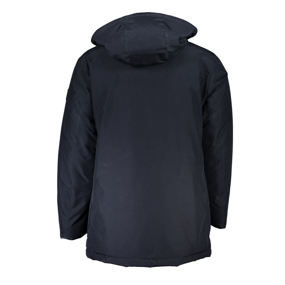 Sleek Blue Long-Sleeve Jacket with Hood