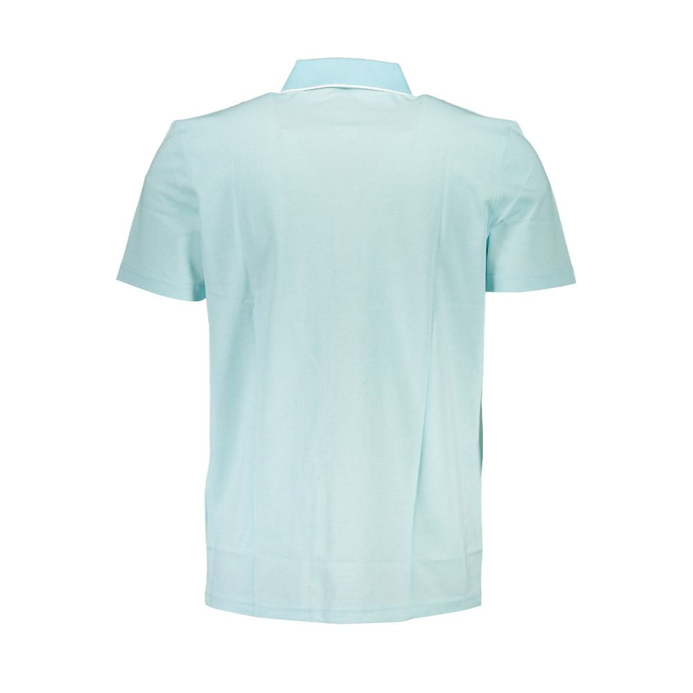 Elegant Light Blue Cotton Polo with Contrast Detail