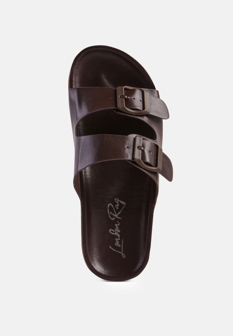Buy minata platform buckled slide sandals by London Rag