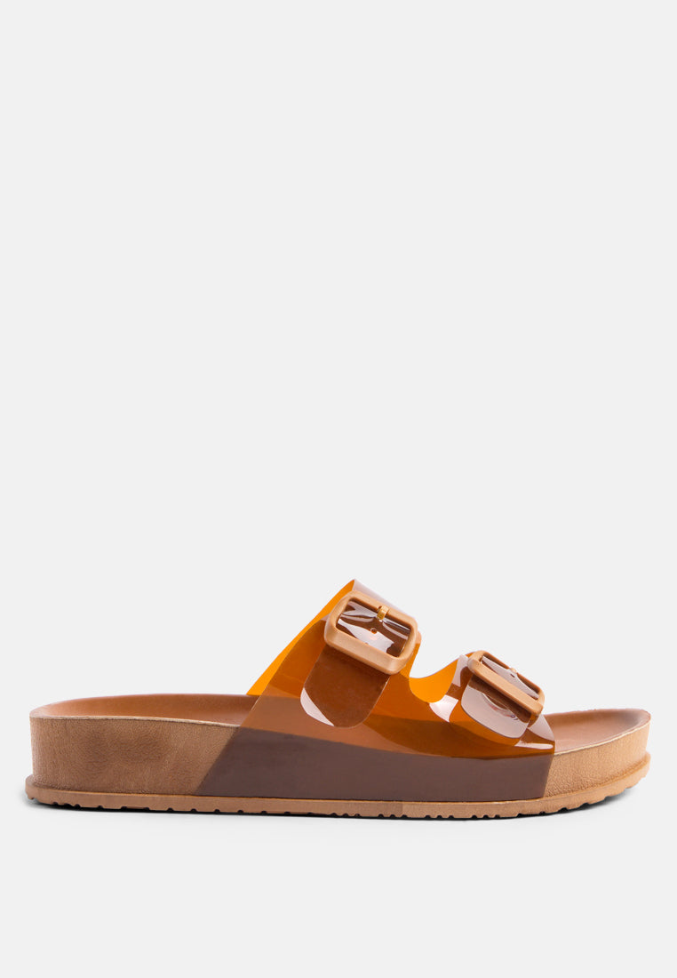 Buy minata platform buckled slide sandals by London Rag
