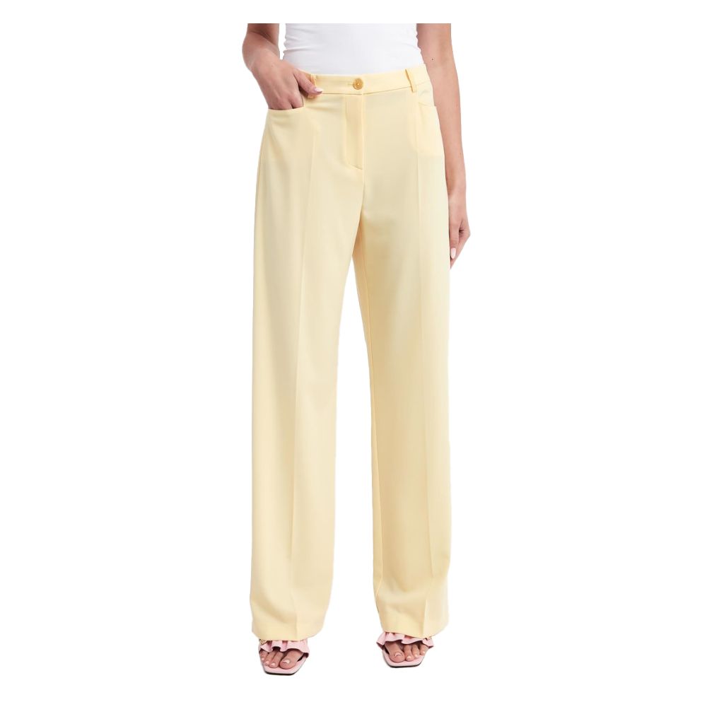 Elegant Smooth Fabric Trousers in Yellow