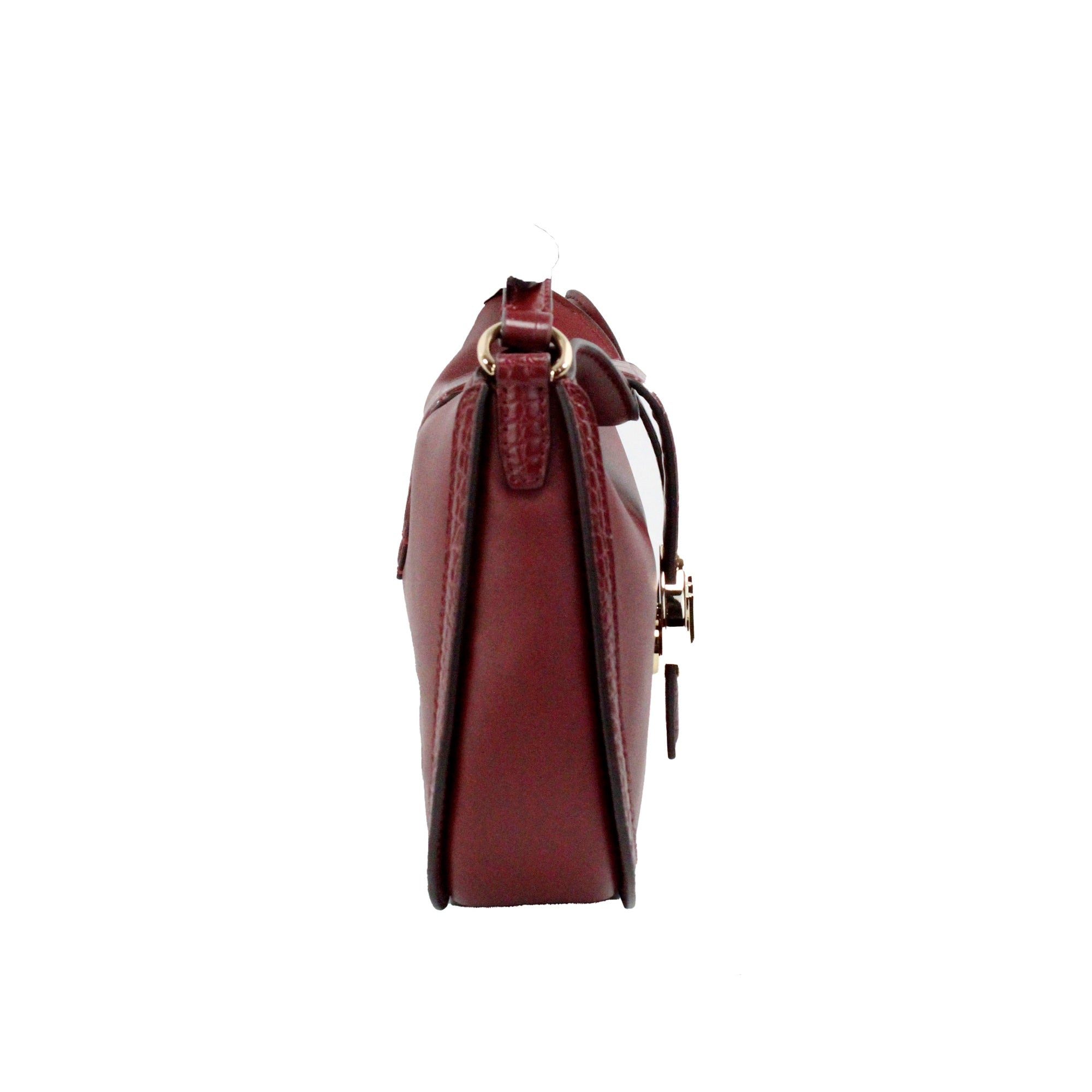 Gabby Small Dark Cherry Leather Foldover Hobo Crossbody Bag