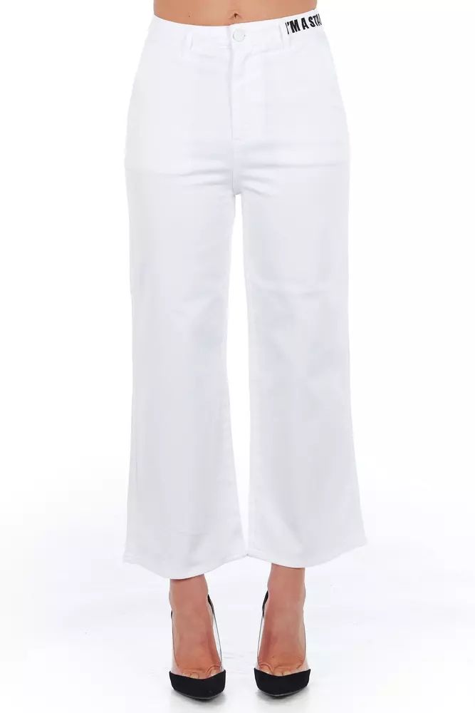 Elevated Elegance White Cropped Trousers
