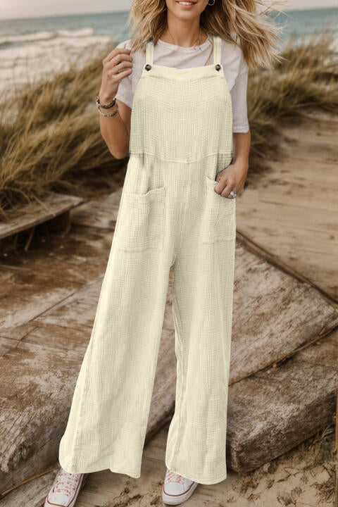 Buy Full Size Wide Leg Front Pocket Jumpsuit by Faz