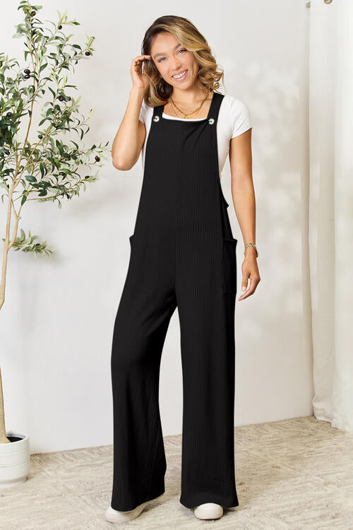 Buy Full Size Wide Strap Overall with Pockets by Double Take