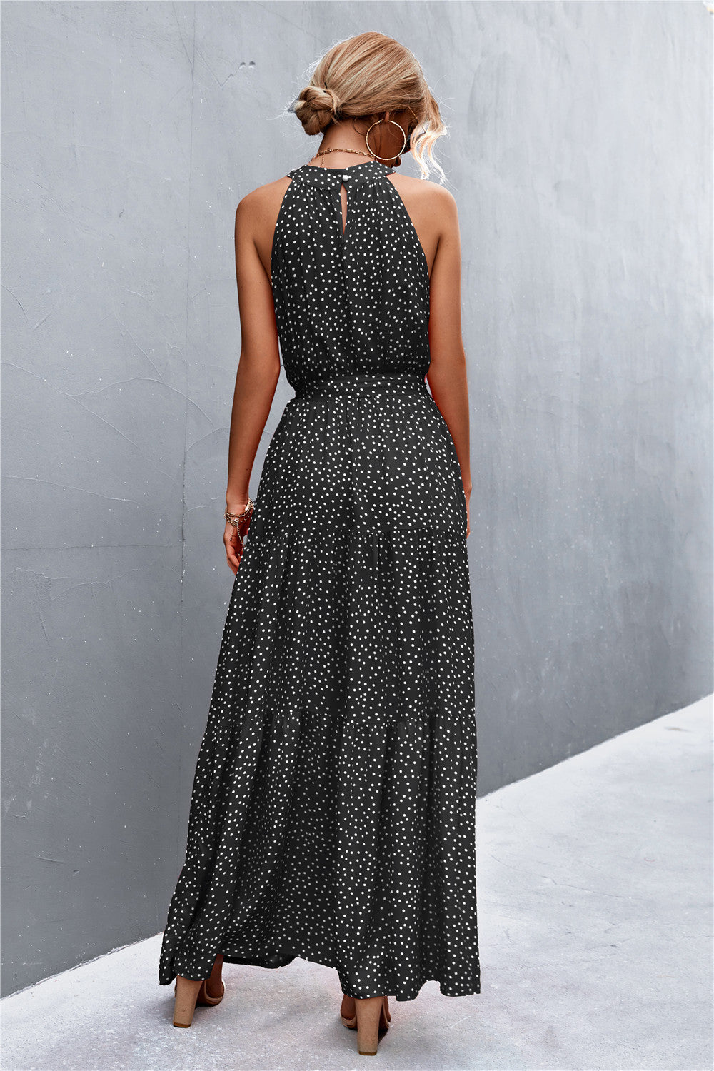 Buy Printed Sleeveless Tie Waist Maxi Dress by YO