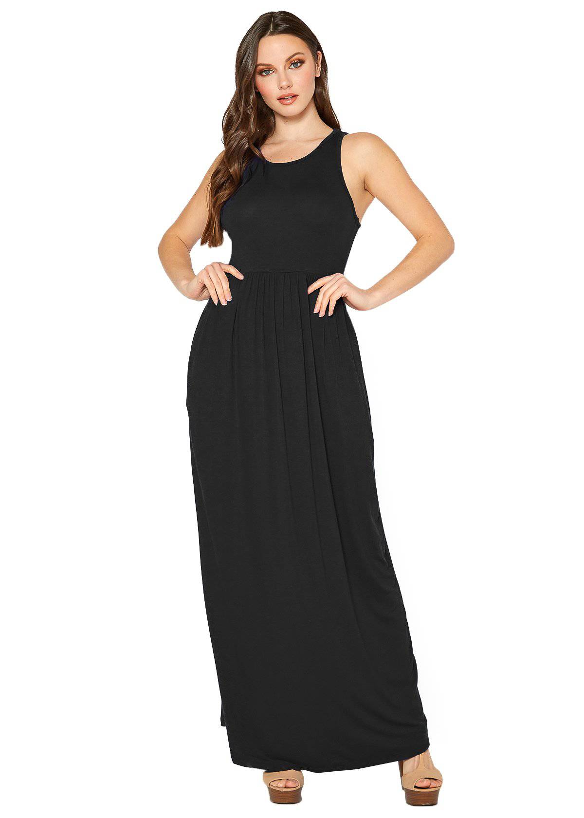 Buy Sleeveless Pleated Maxi Dress by Shop at Konus