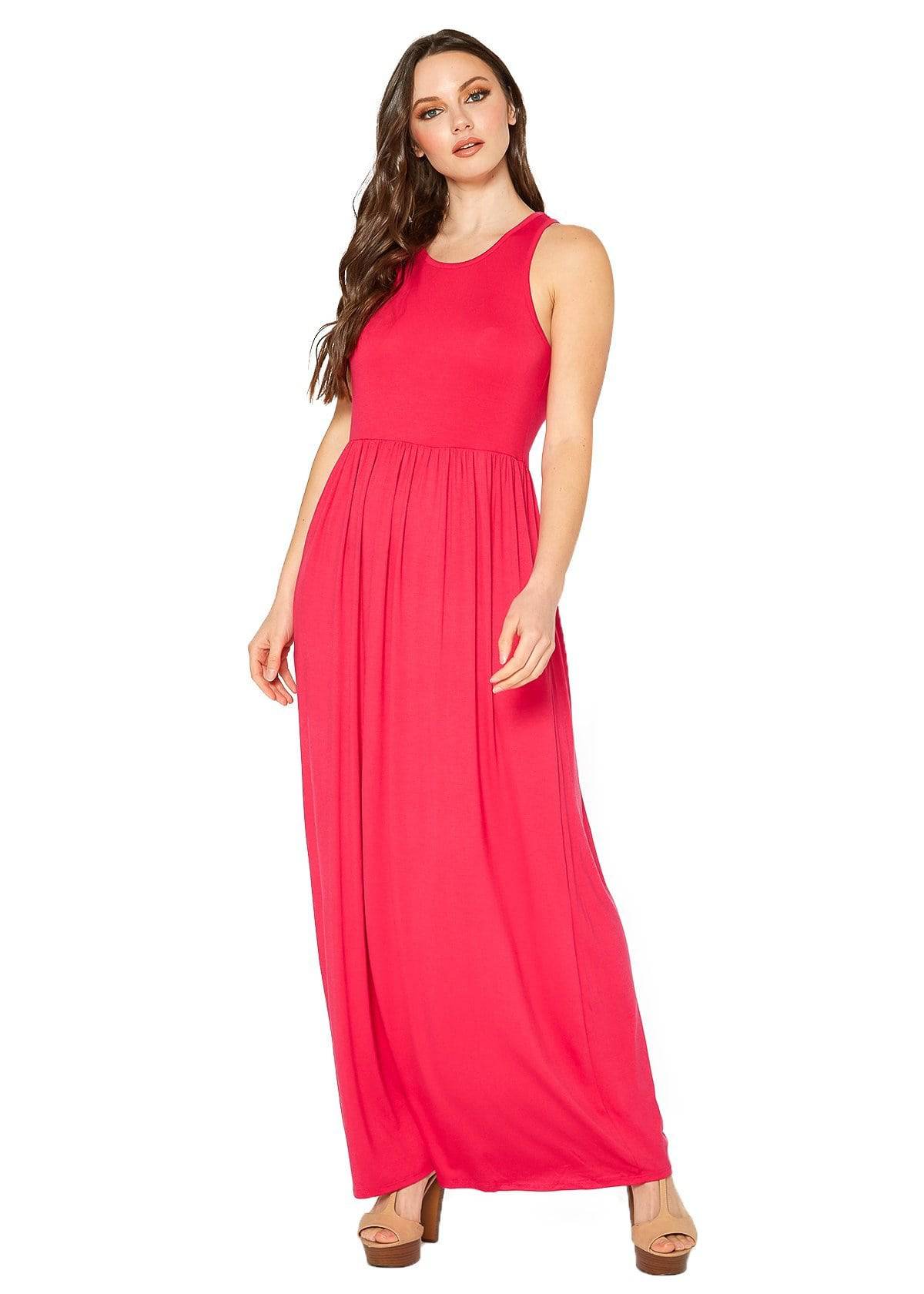 Buy Sleeveless Pleated Maxi Dress by Shop at Konus