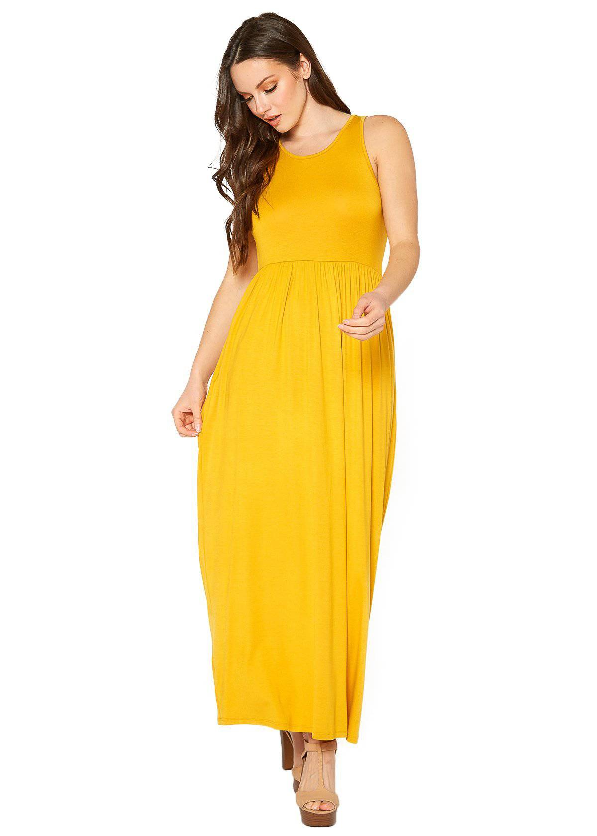Buy Sleeveless Pleated Maxi Dress by Shop at Konus