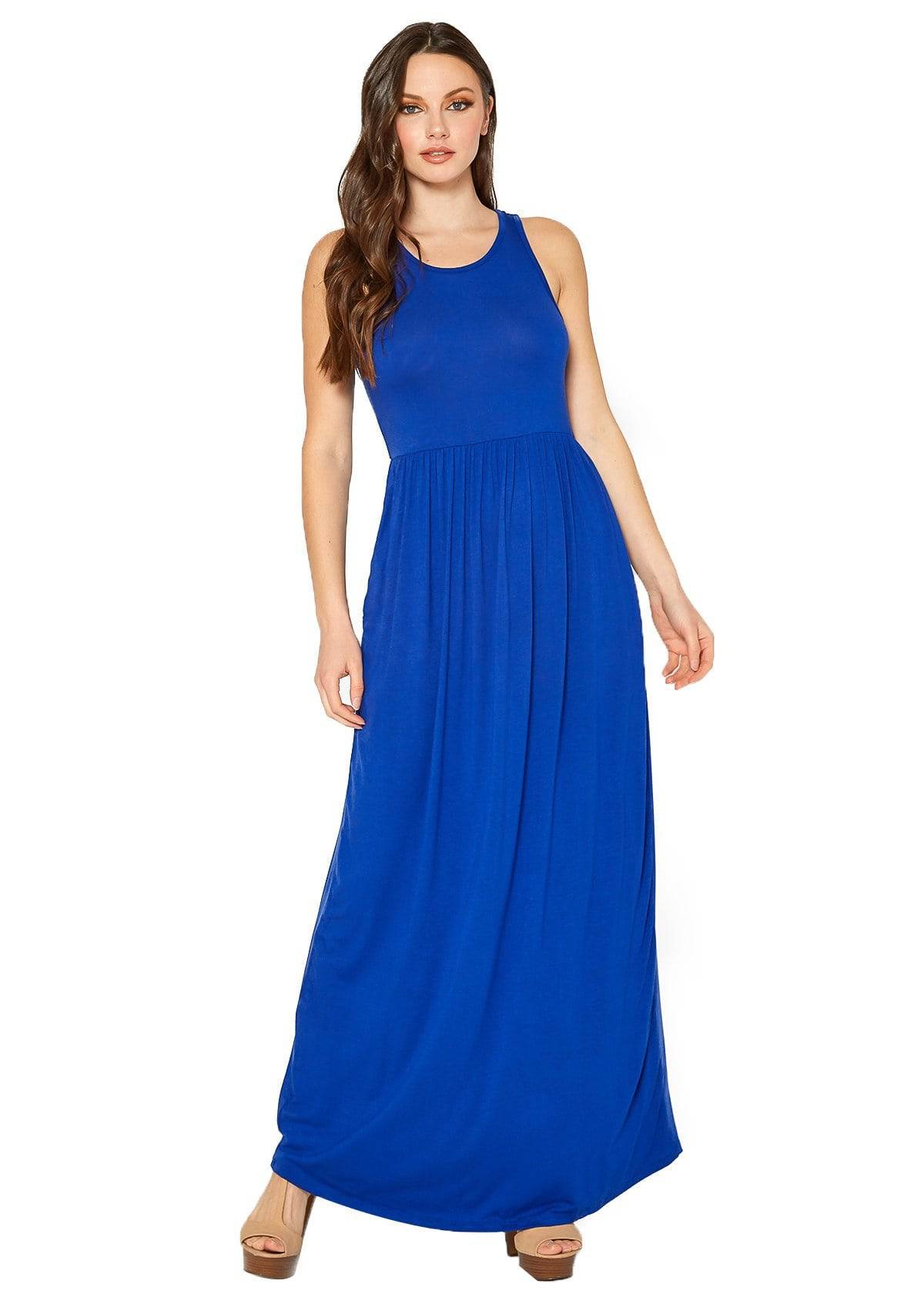 Buy Sleeveless Pleated Maxi Dress by Shop at Konus