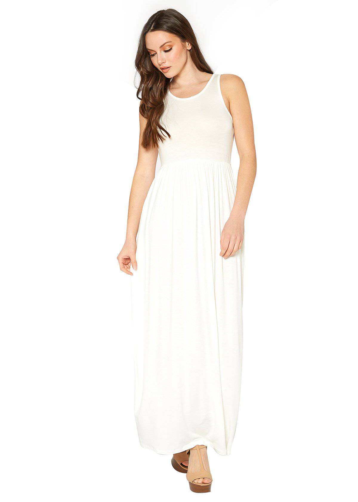 Buy Sleeveless Pleated Maxi Dress by Shop at Konus