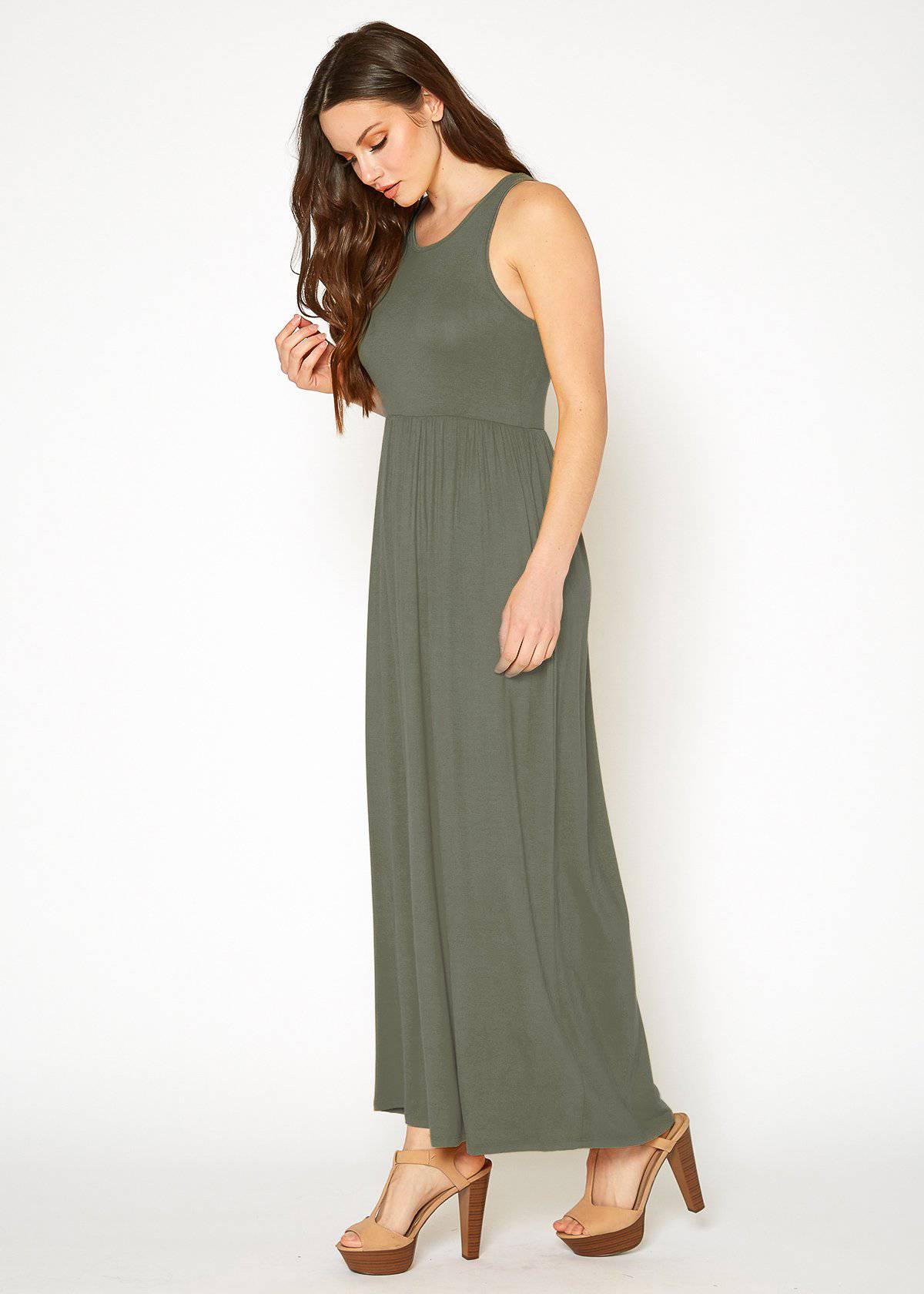 Buy Sleeveless Pleated Maxi Dress by Shop at Konus