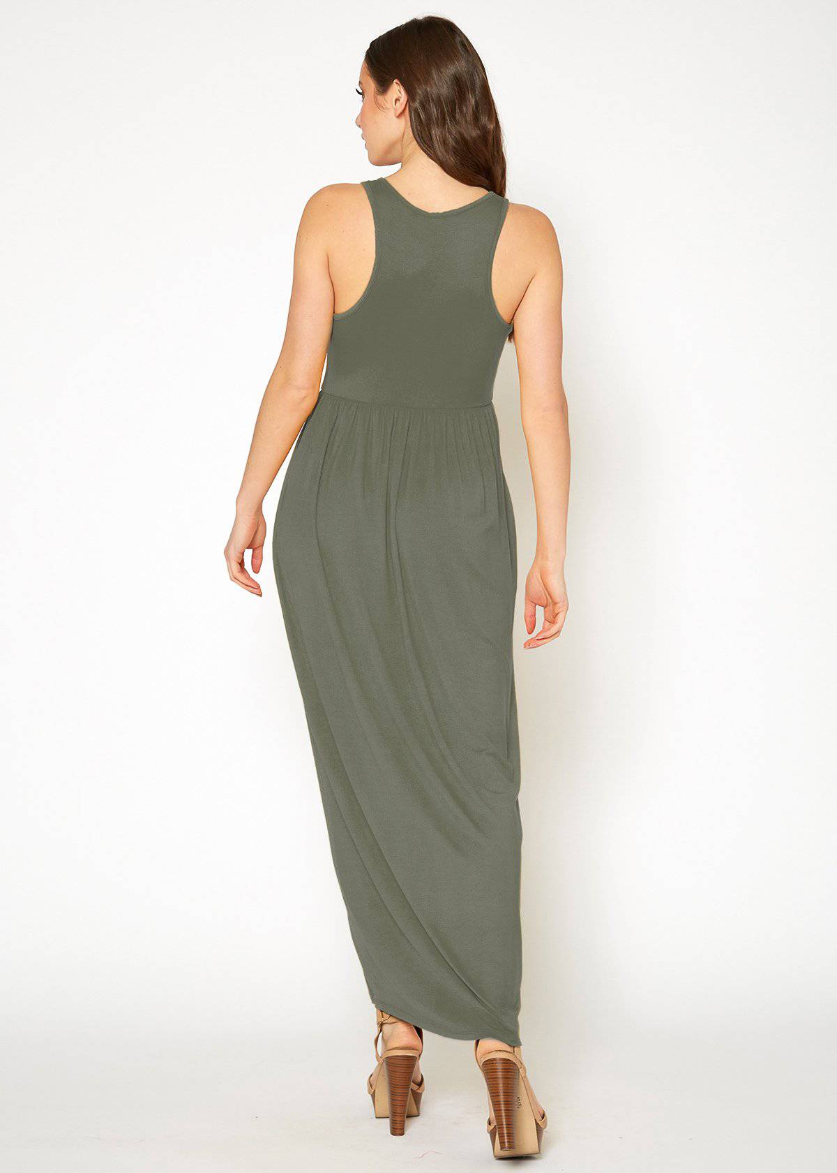Buy Sleeveless Pleated Maxi Dress by Shop at Konus