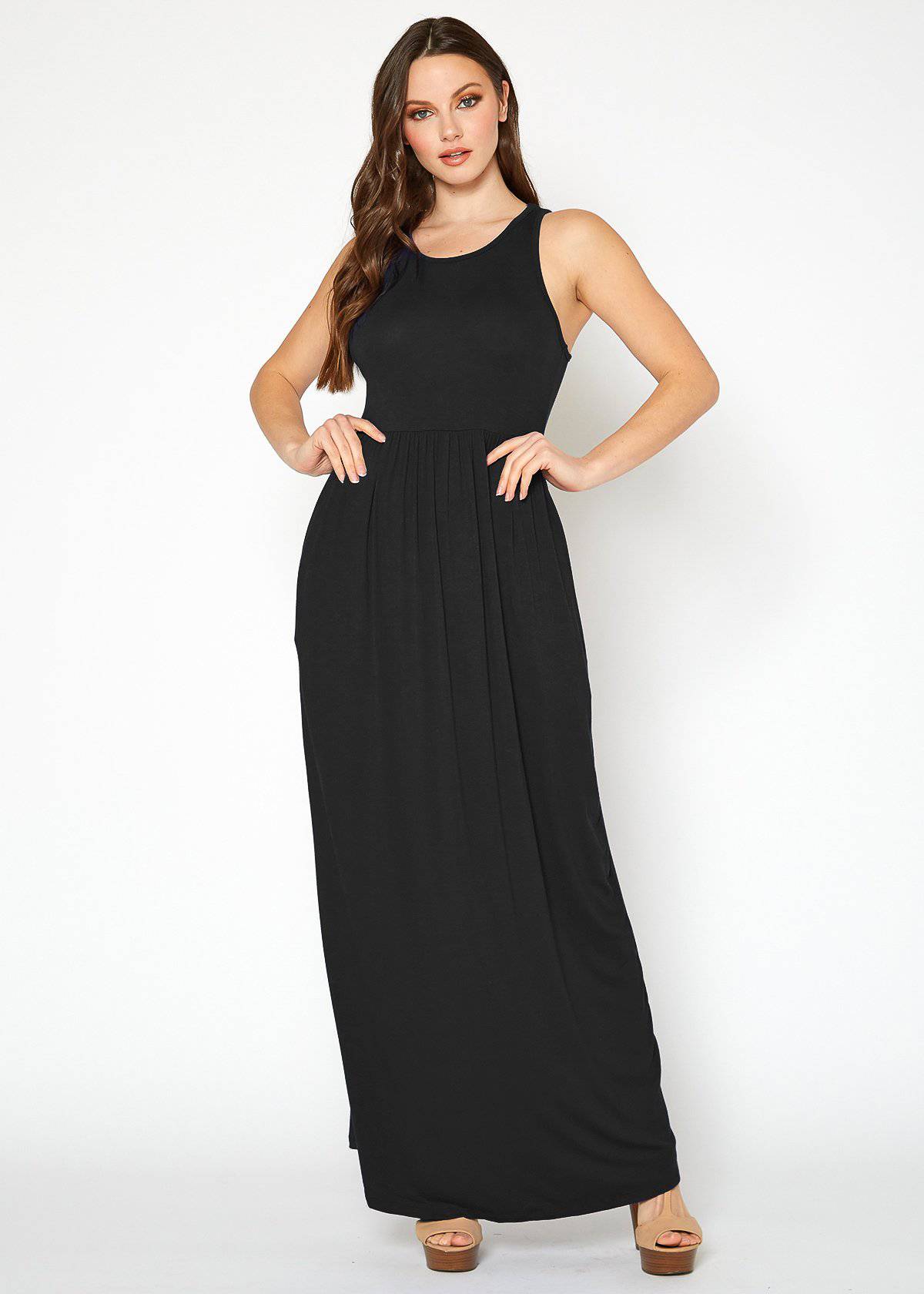 Buy Sleeveless Pleated Maxi Dress by Shop at Konus