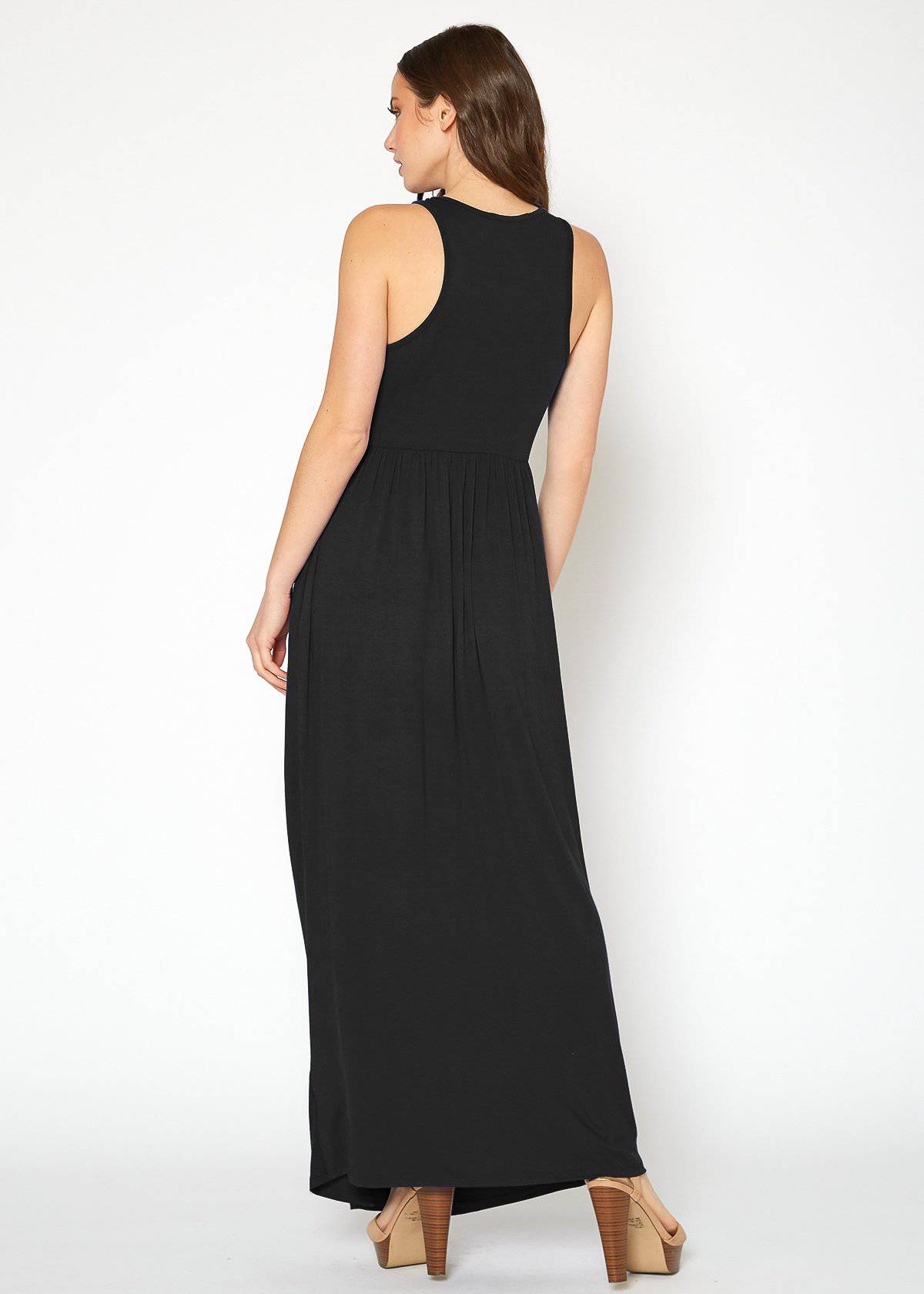 Buy Sleeveless Pleated Maxi Dress by Shop at Konus