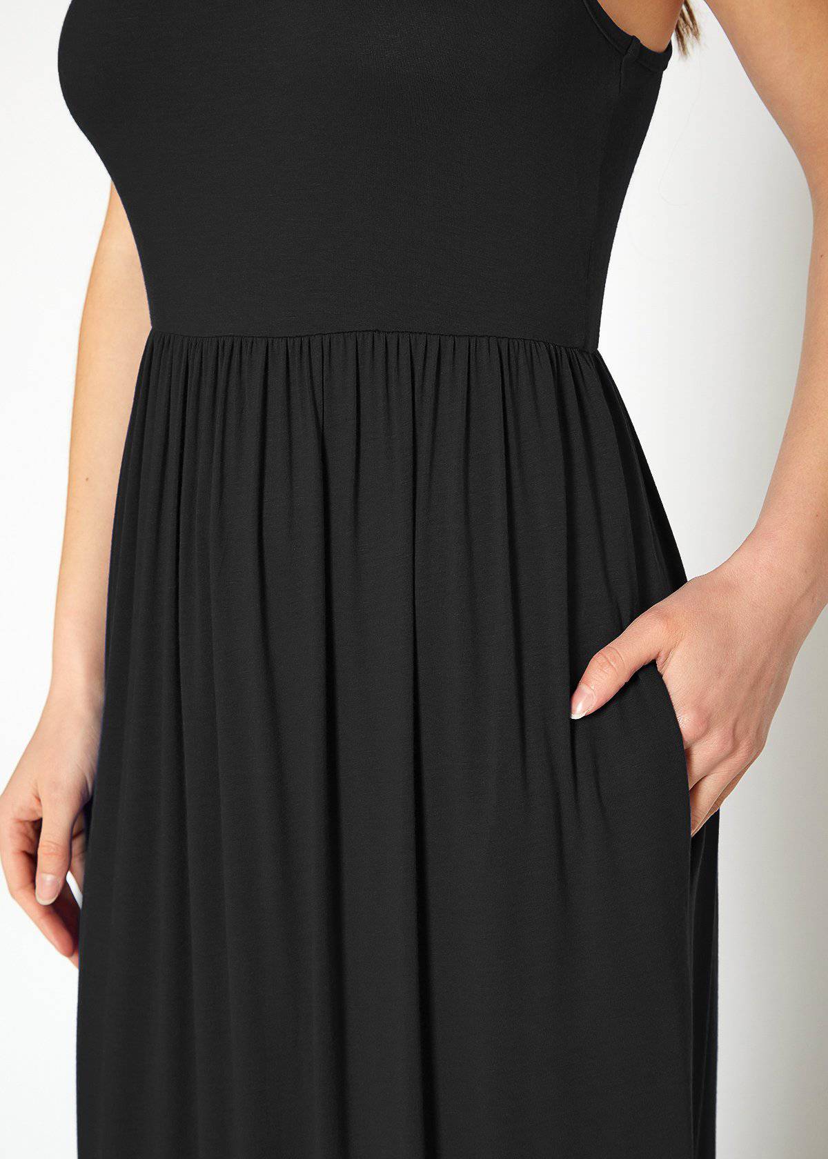 Buy Sleeveless Pleated Maxi Dress by Shop at Konus