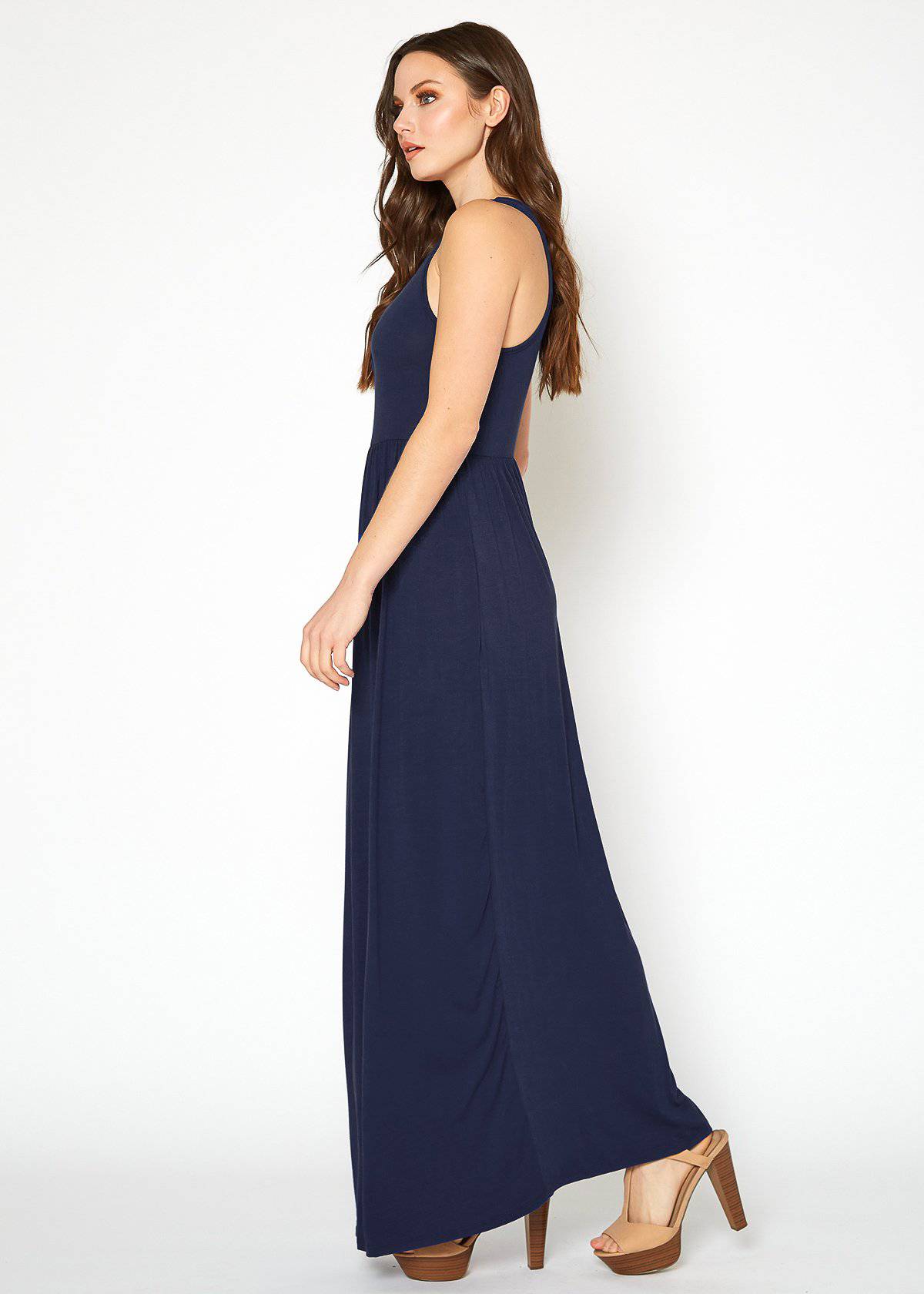 Buy Sleeveless Pleated Maxi Dress by Shop at Konus