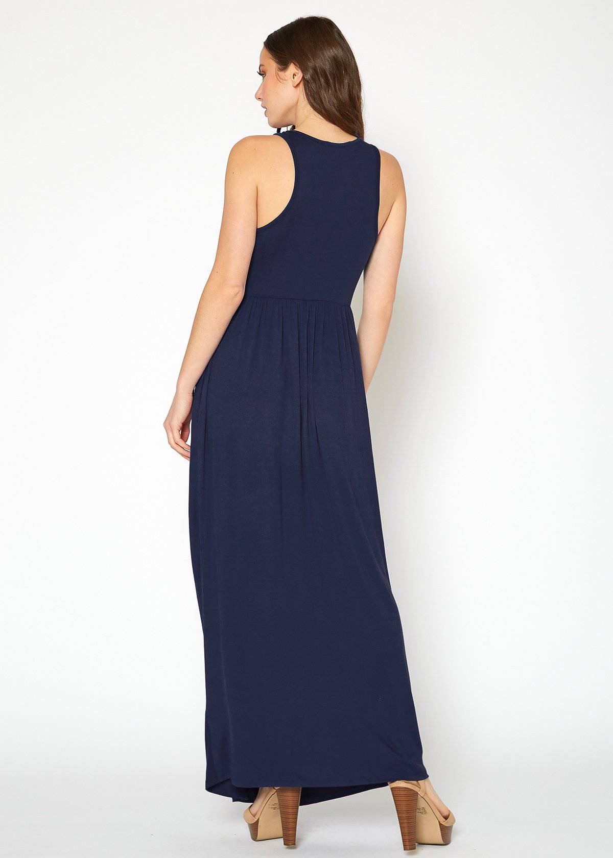 Buy Sleeveless Pleated Maxi Dress by Shop at Konus