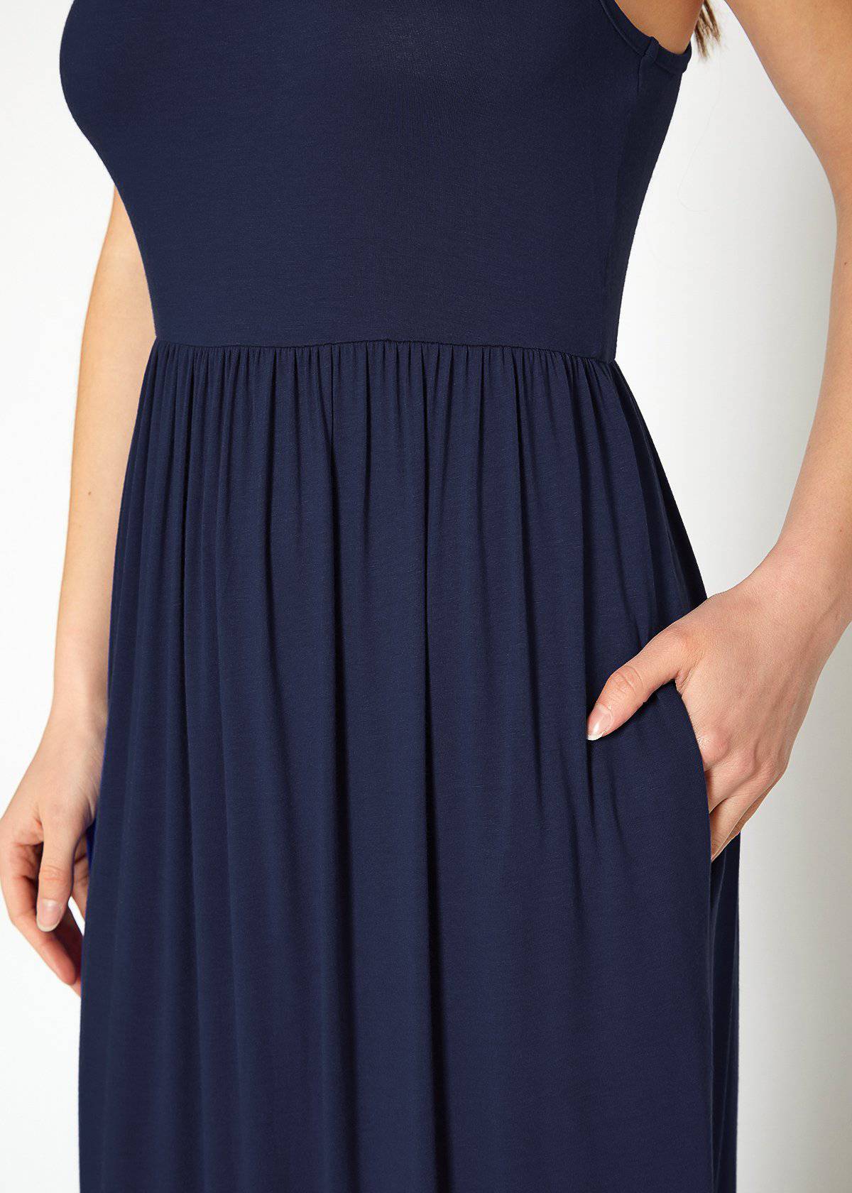 Buy Sleeveless Pleated Maxi Dress by Shop at Konus