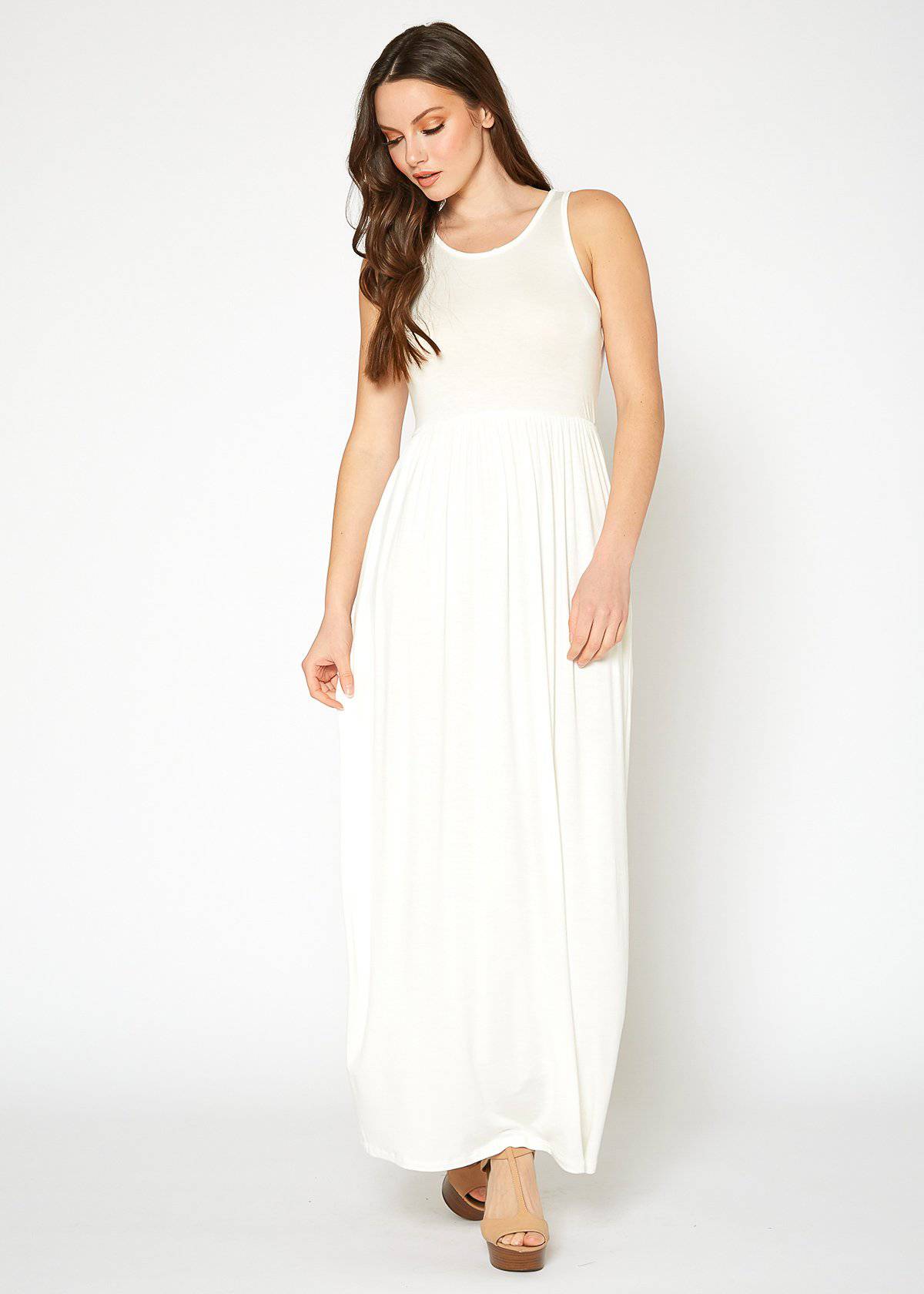 Buy Sleeveless Pleated Maxi Dress by Shop at Konus