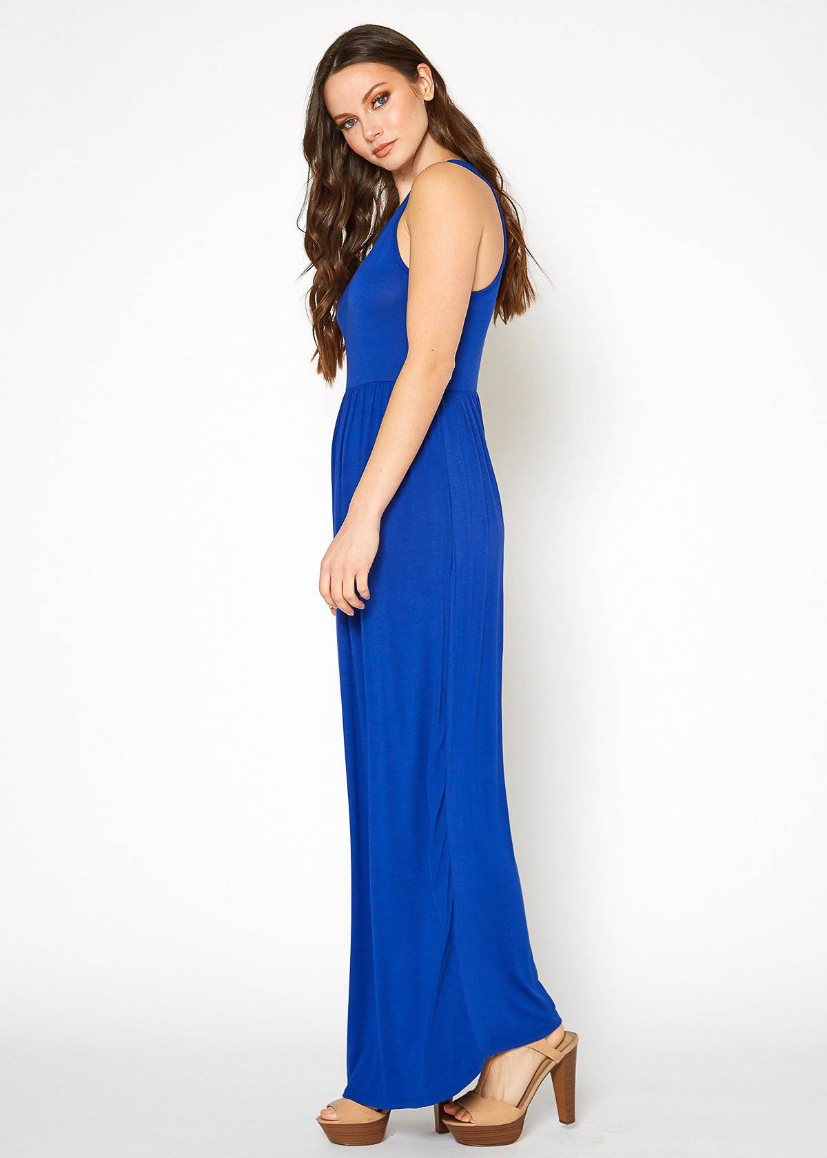 Buy Sleeveless Pleated Maxi Dress by Shop at Konus