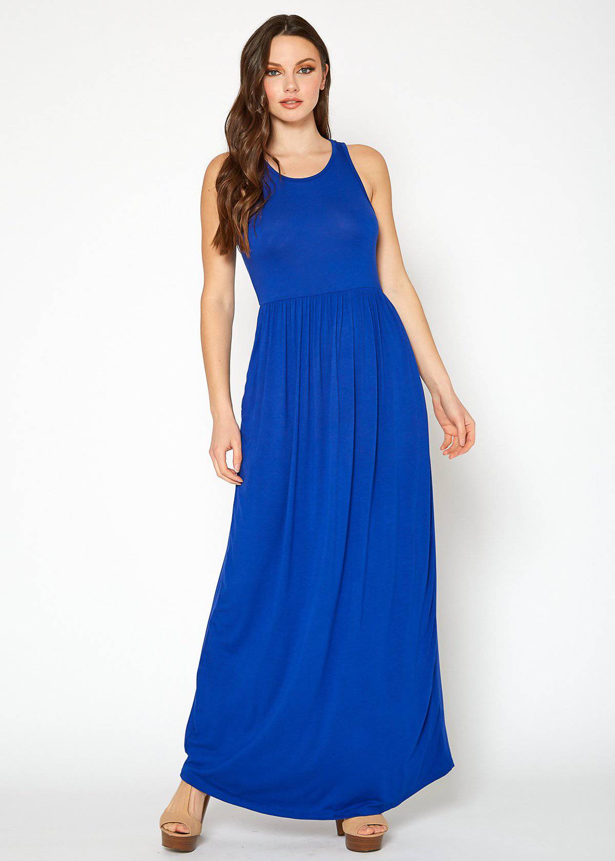 Buy Sleeveless Pleated Maxi Dress by Shop at Konus