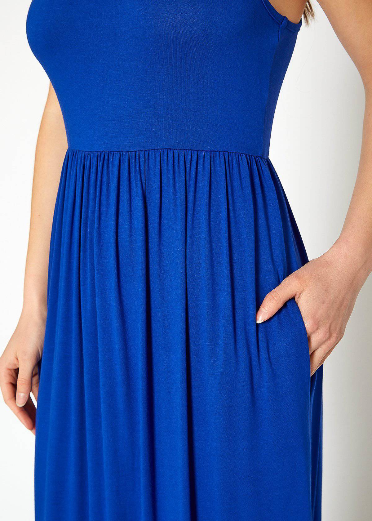 Buy Sleeveless Pleated Maxi Dress by Shop at Konus