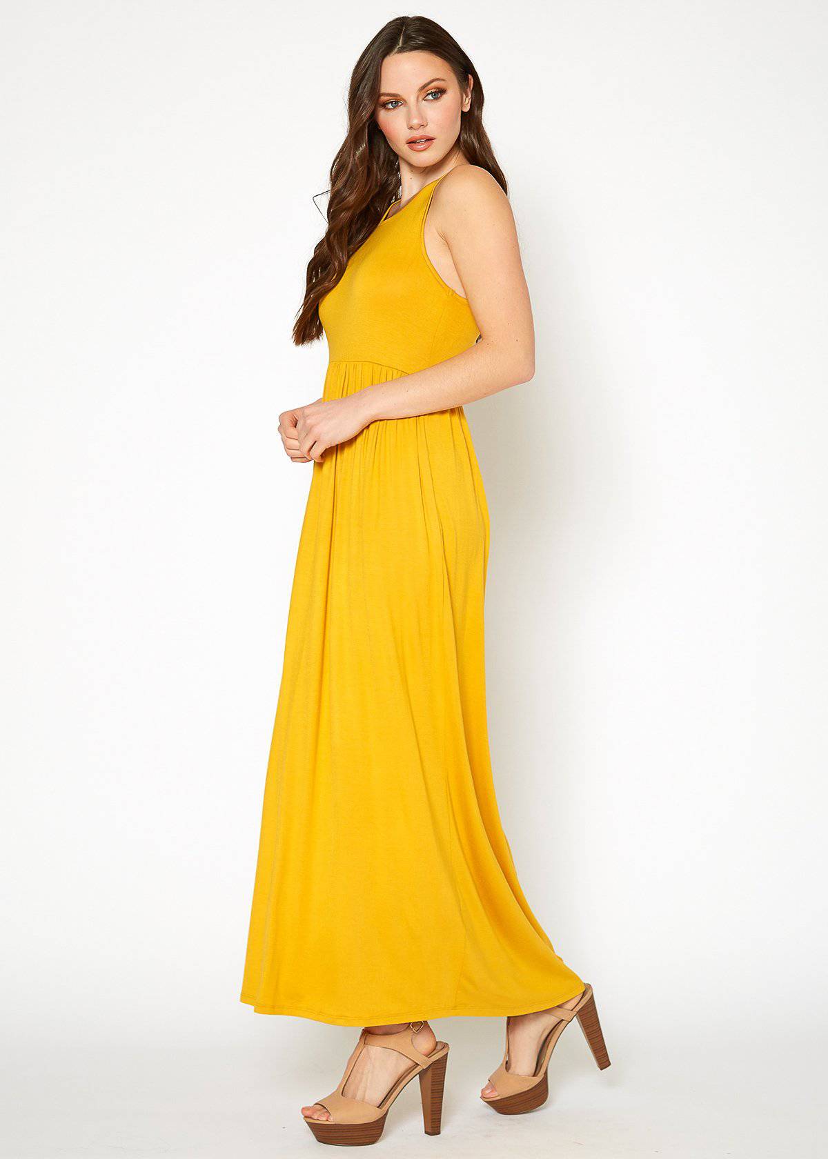 Buy Sleeveless Pleated Maxi Dress by Shop at Konus