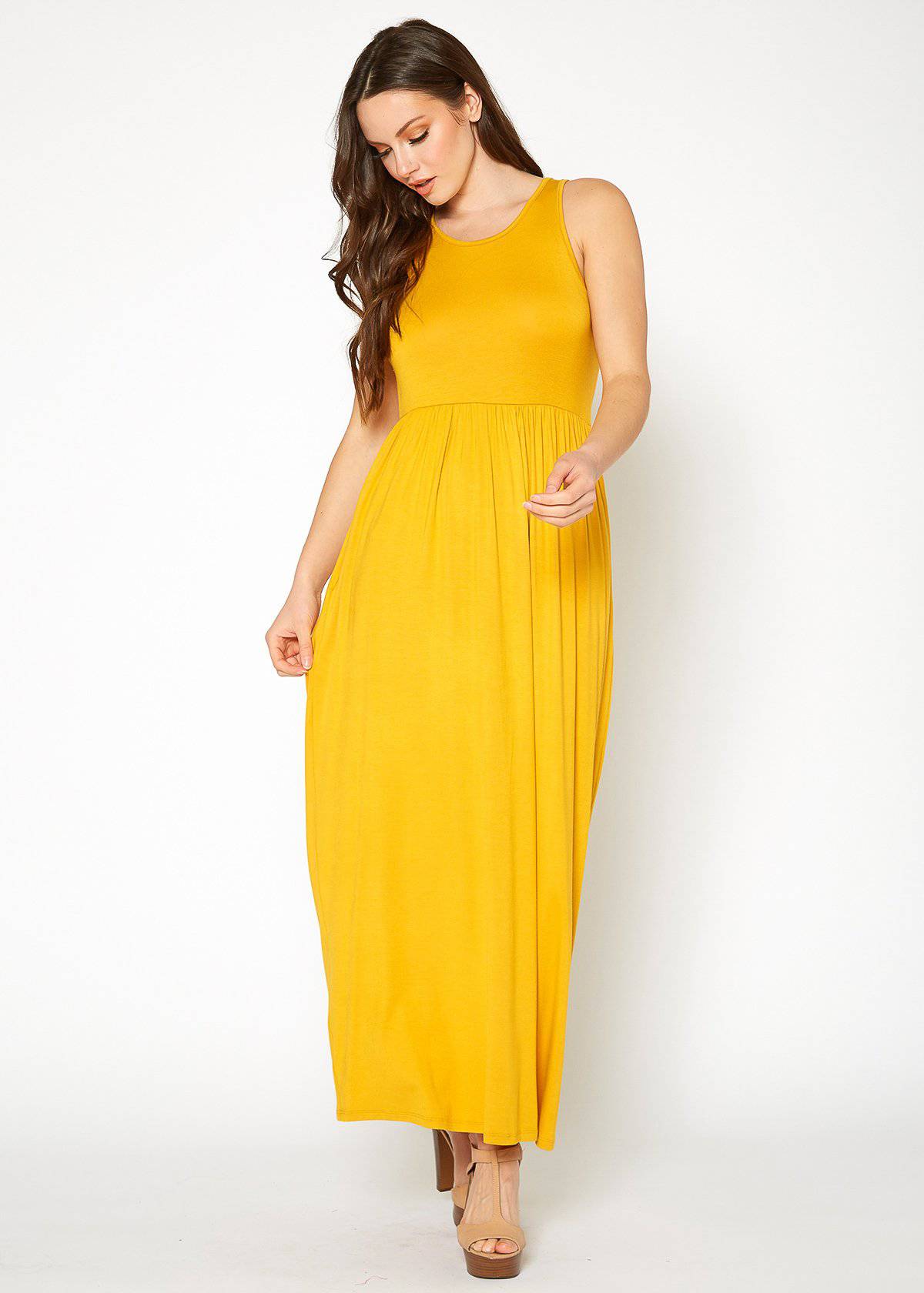 Buy Sleeveless Pleated Maxi Dress by Shop at Konus