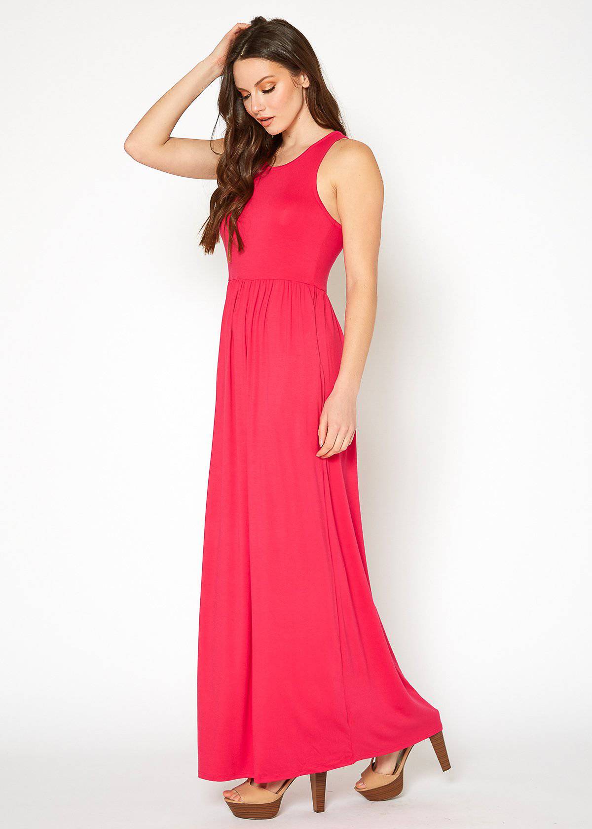 Buy Sleeveless Pleated Maxi Dress by Shop at Konus