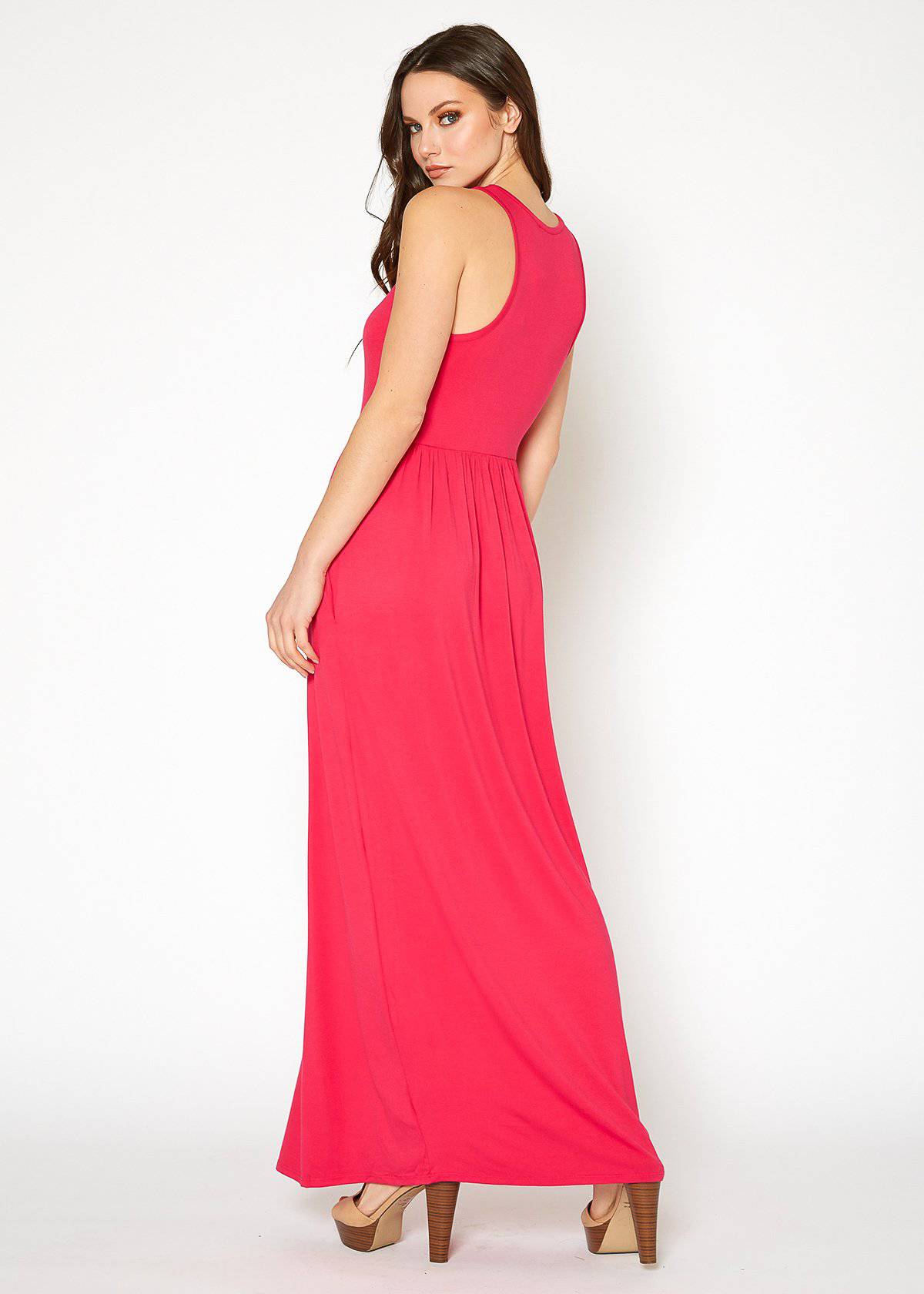 Buy Sleeveless Pleated Maxi Dress by Shop at Konus