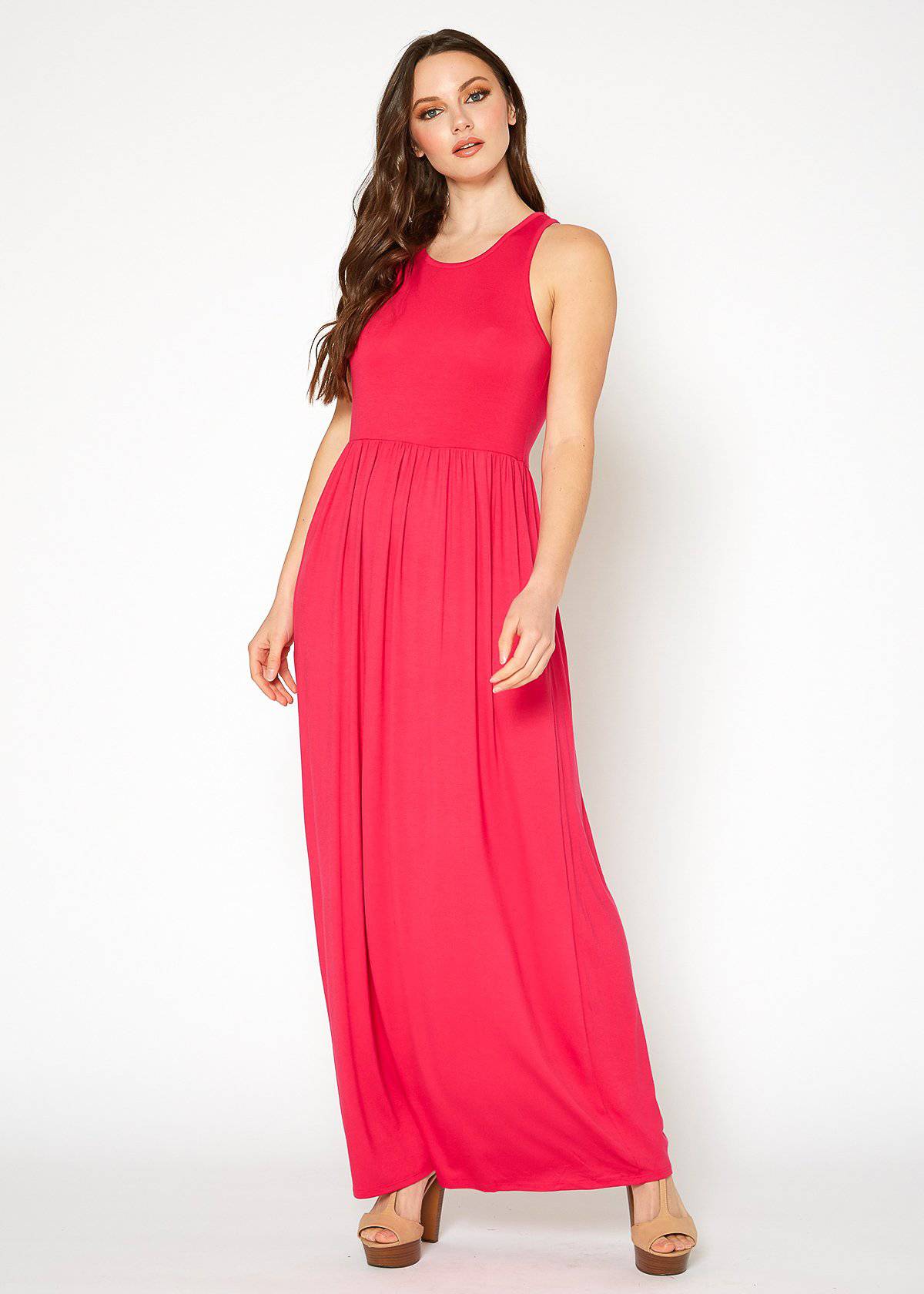 Buy Sleeveless Pleated Maxi Dress by Shop at Konus