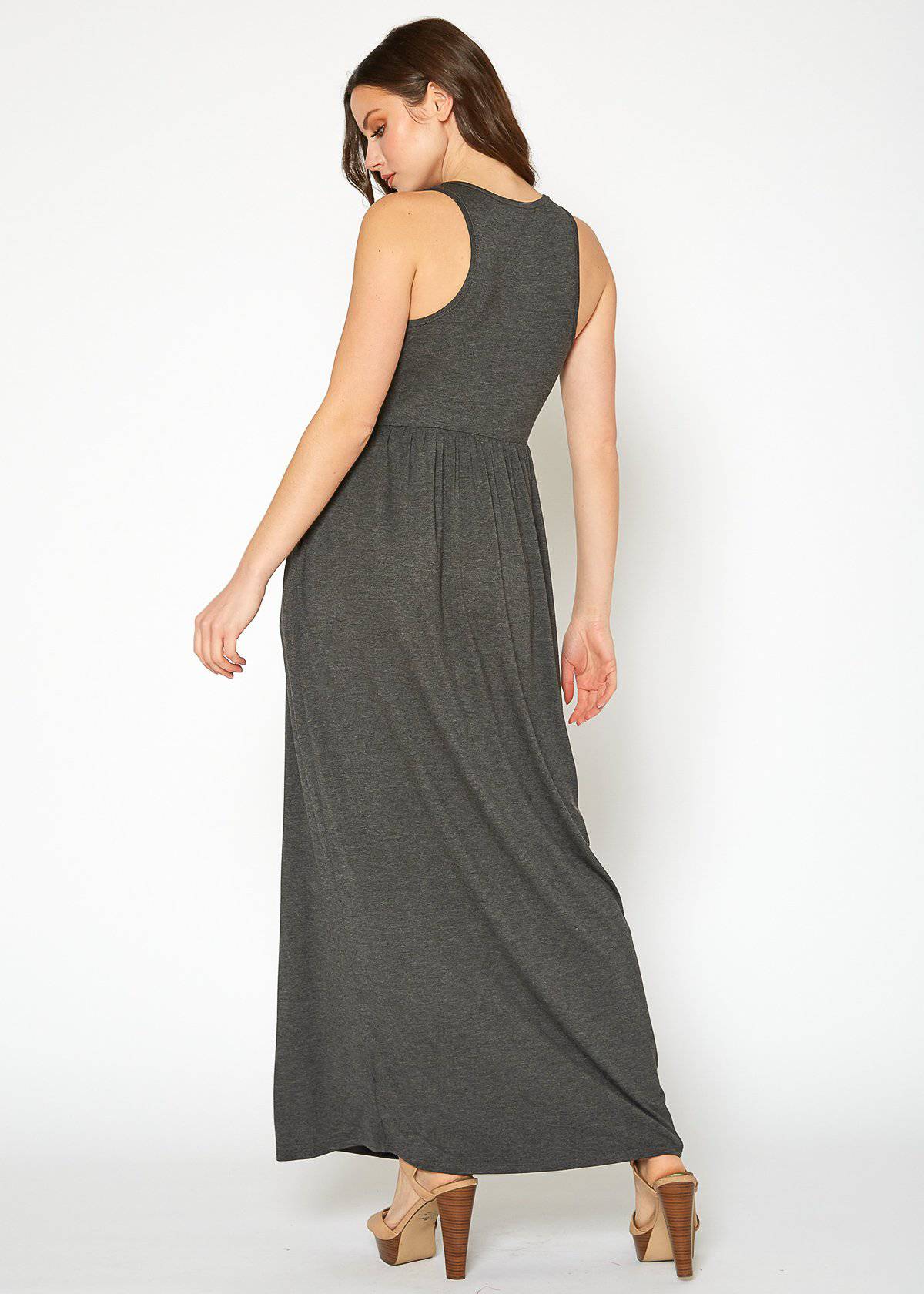 Buy Sleeveless Pleated Maxi Dress by Shop at Konus