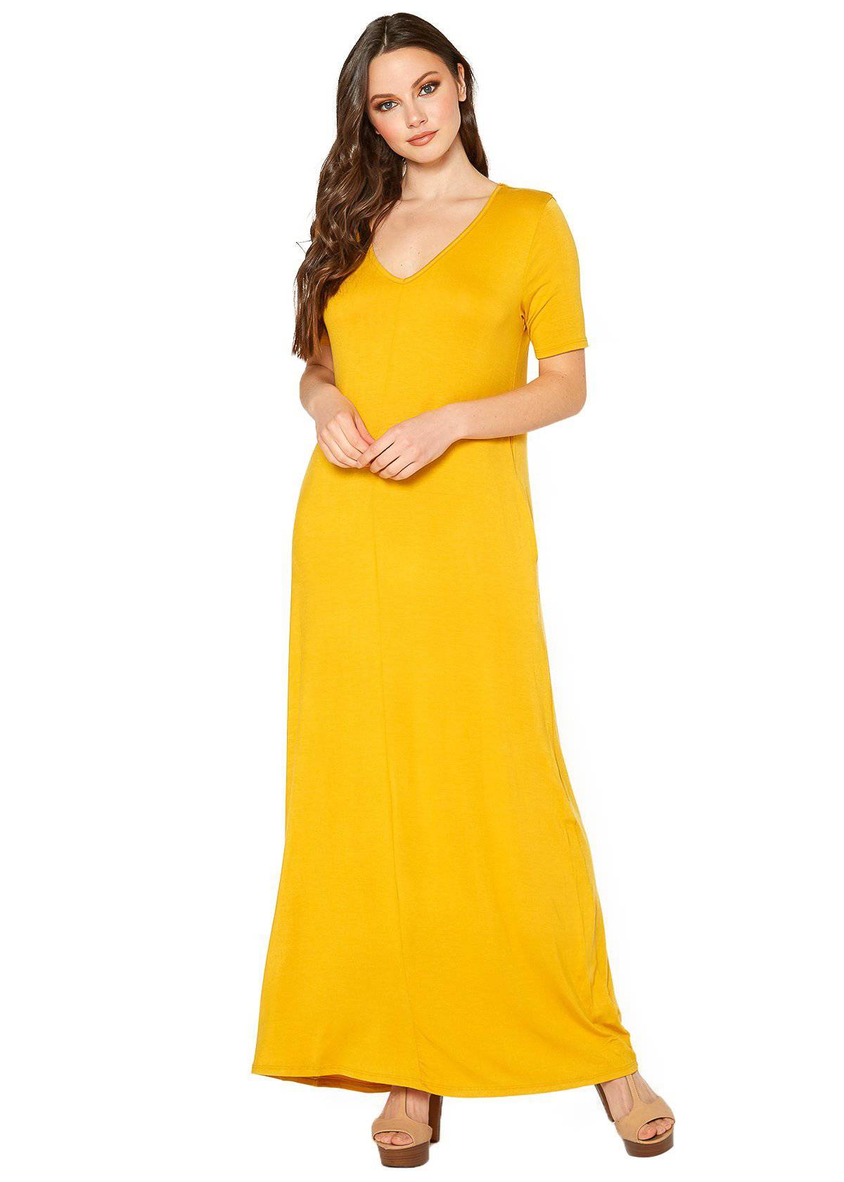 Buy V-neck Short Sleeve Maxi Dress With Pockets by Shop at Konus