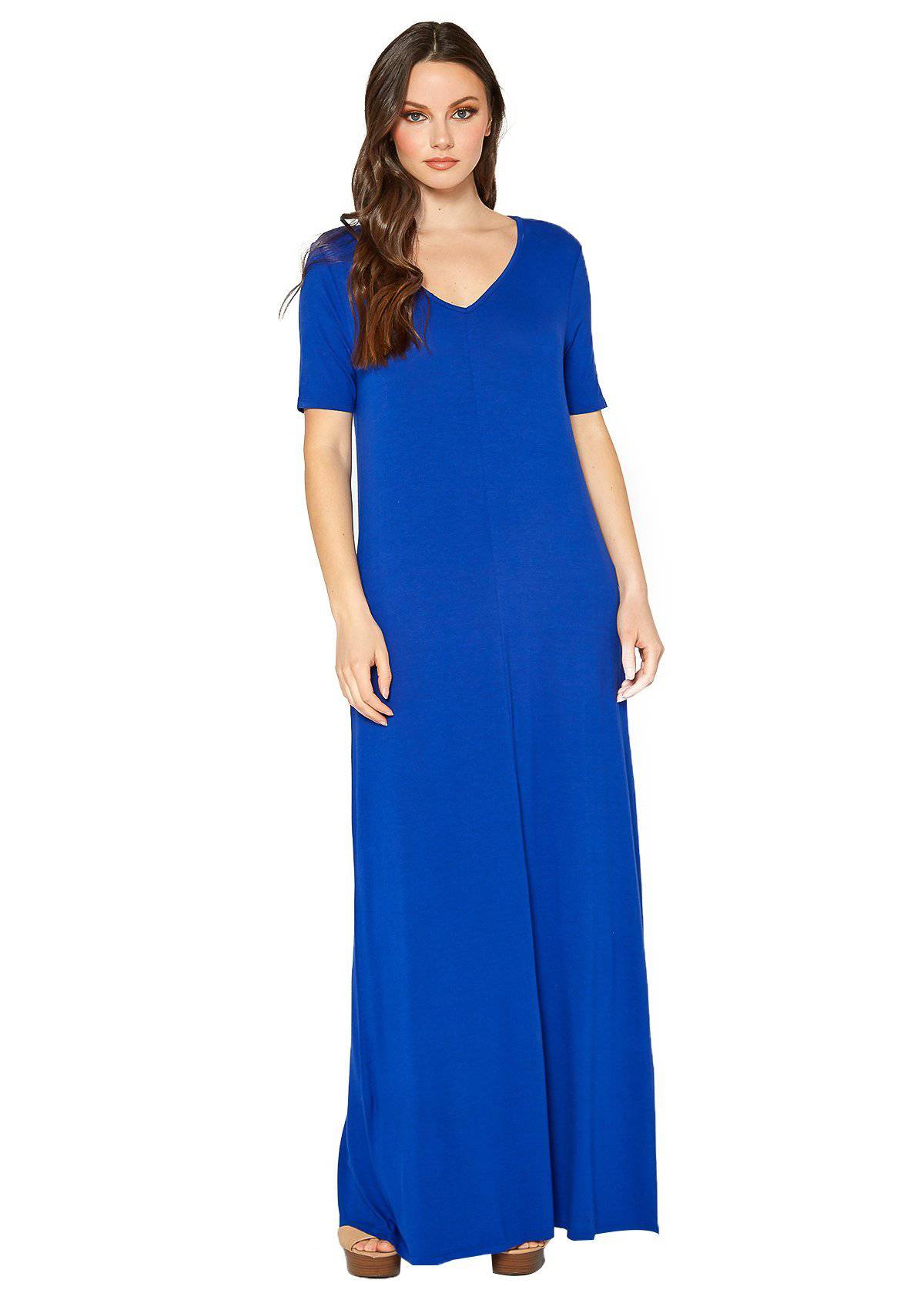 Buy V-neck Short Sleeve Maxi Dress With Pockets by Shop at Konus