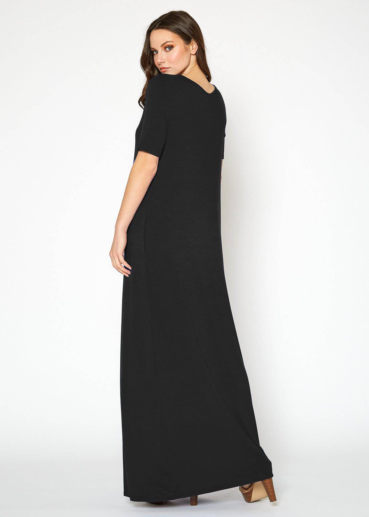 Buy V-neck Short Sleeve Maxi Dress With Pockets by Shop at Konus