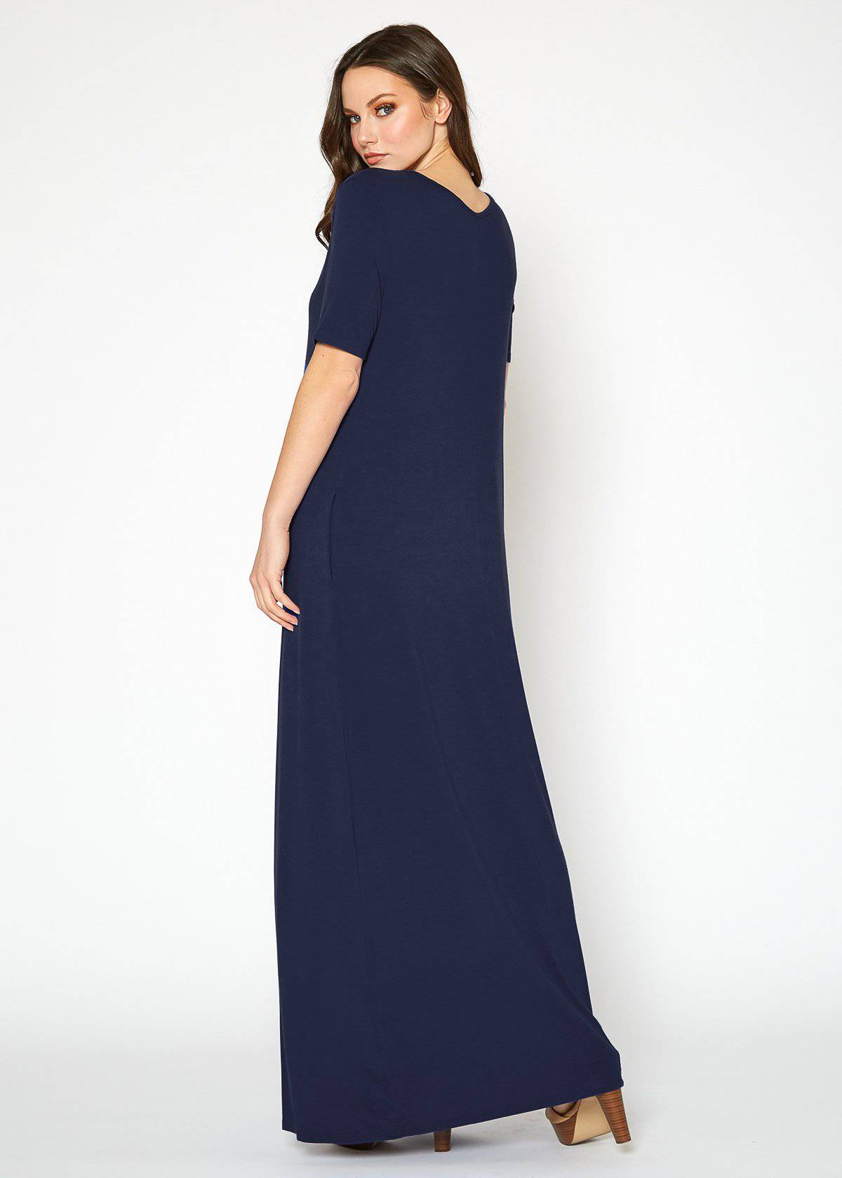 Buy V-neck Short Sleeve Maxi Dress With Pockets by Shop at Konus