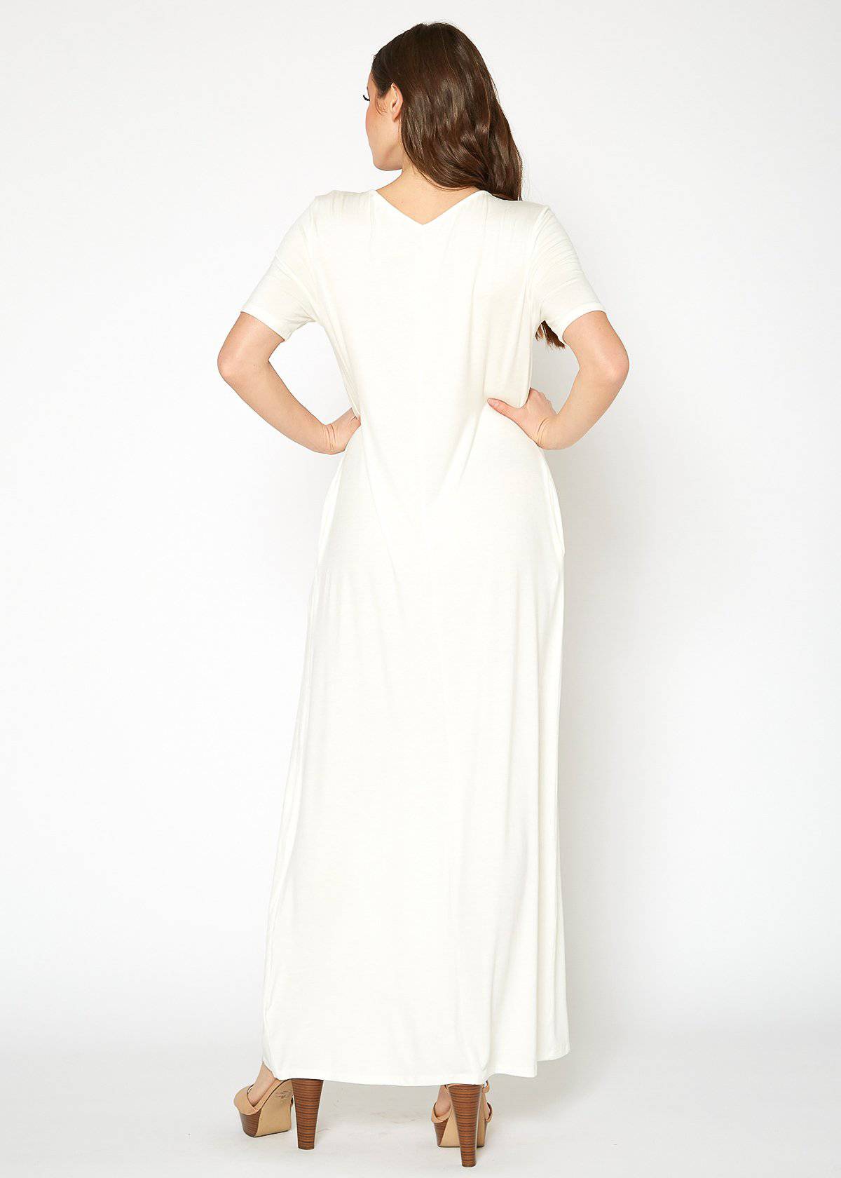 Buy V-neck Short Sleeve Maxi Dress With Pockets by Shop at Konus