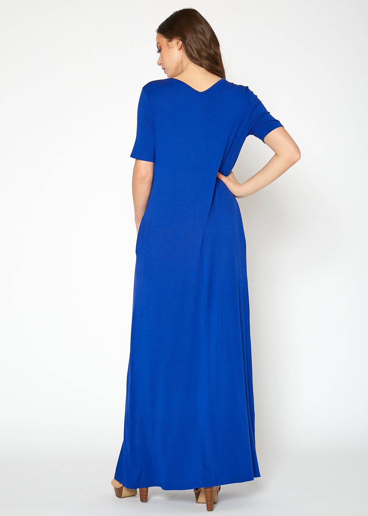 Buy V-neck Short Sleeve Maxi Dress With Pockets by Shop at Konus
